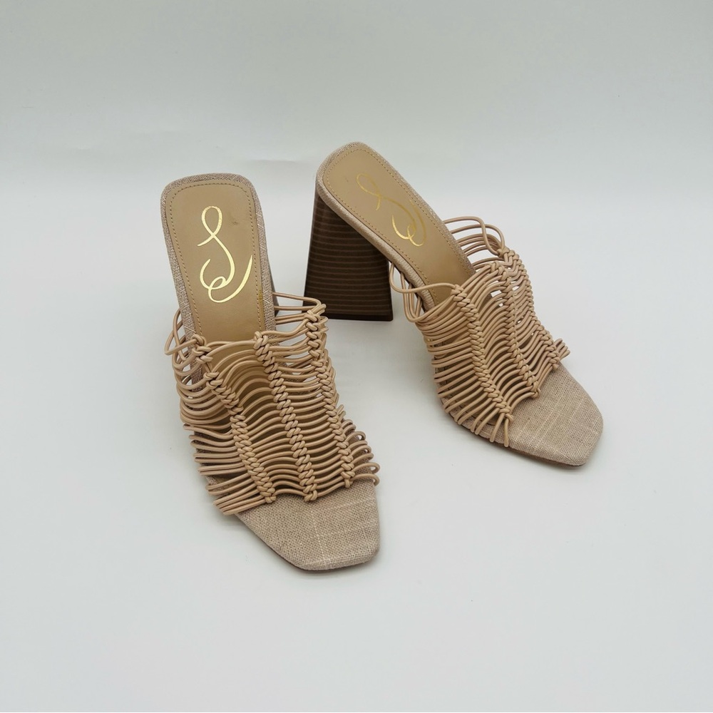 New! SAM EDELMAN Women’s Laurette Block Heel Mule Almond